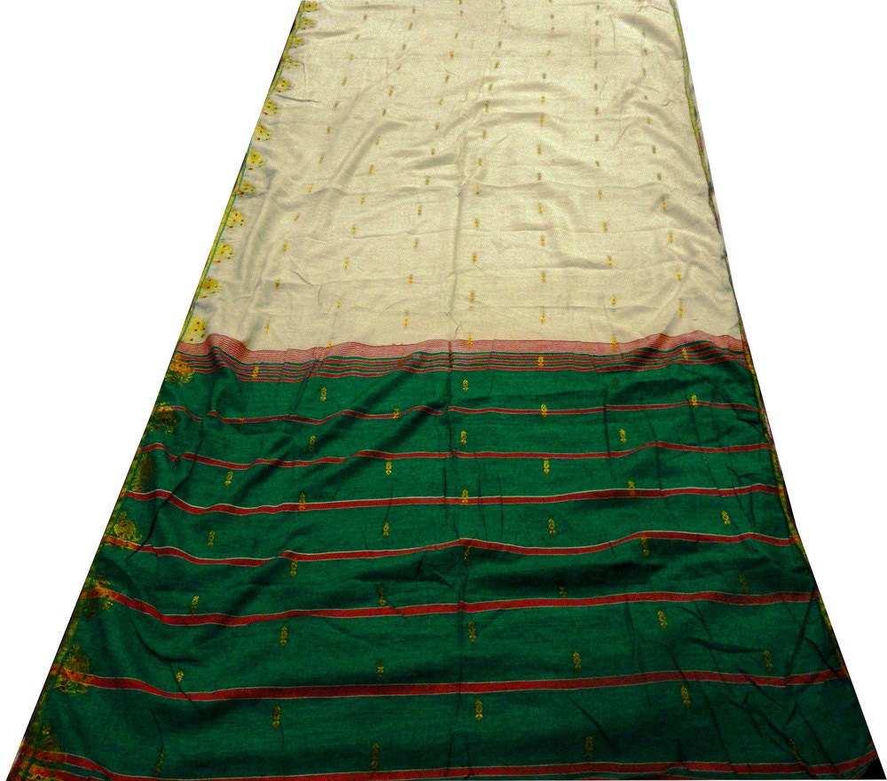 Pure Cotton Silk Vintage Saree Used Old Quilt Wrap Home Decor Scrap Sewing Recycled Fabric Women Dress Hand Woven Crafted Designer Sari