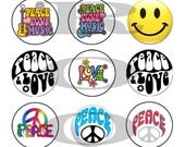 Retro Peace and Love INSPIRED 1" Digital Image