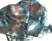 Hand dyed Onesie Brown and Teal Blue Long Sleeve Size 6-9 months