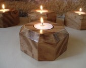 Handmade French Oak Tealight Candle Holders (Set of 4)