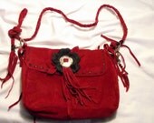 LEATHER handmade messenger bag, purse, handbag, FREE shipping.  FREE liner.   Retails for 195.00.  Burgandy/red