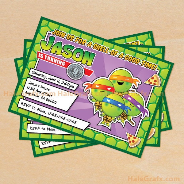 Teenage Mutant Ninja Turtle Inspired Birthday Invitations Printable, DIY File Il_170x135