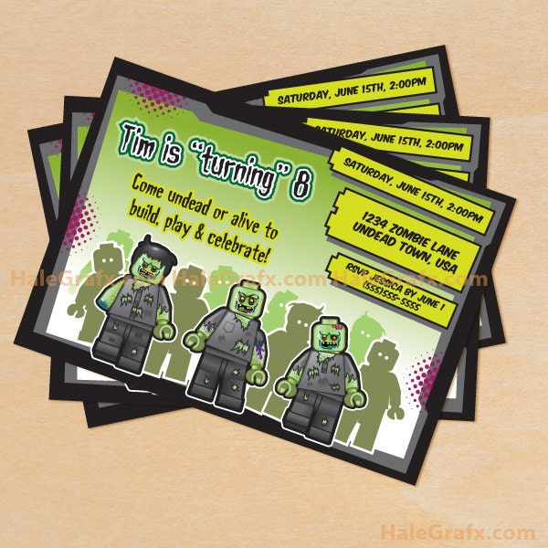 Kids Zombie Birthday Invitations Printable DIY File