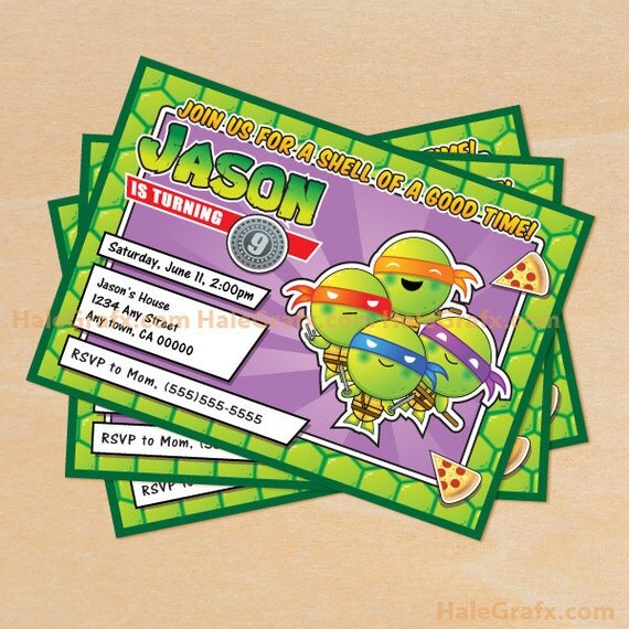 Teenage Mutant Ninja Turtle Inspired Birthday Invitations Printable, DIY File Il_570xn