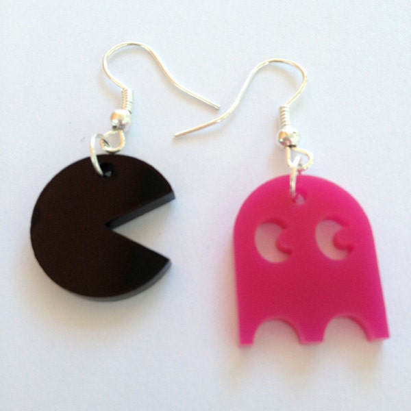 Pac-Man & Pinky Sci Fi retro earrings