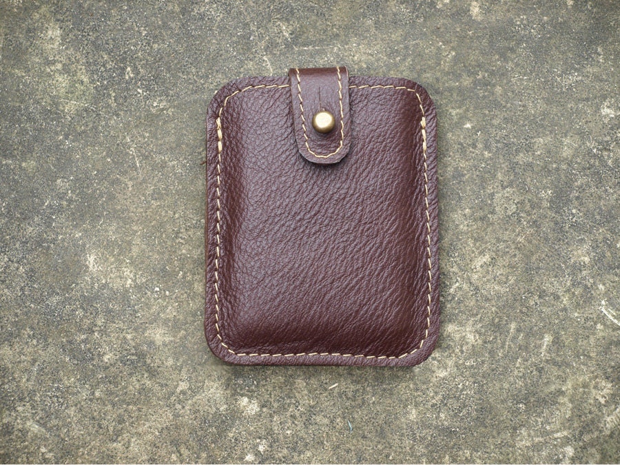 Leather Card Case, Credit Card Holder, Business Card Case, credit Card Wallet - Dark Chocolate leather / Gift idea for him