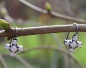 Free Shipping VINTAGE  (Unused NEW) Czech Crystal Glass White and Silver Rhinestone Cross Earrings