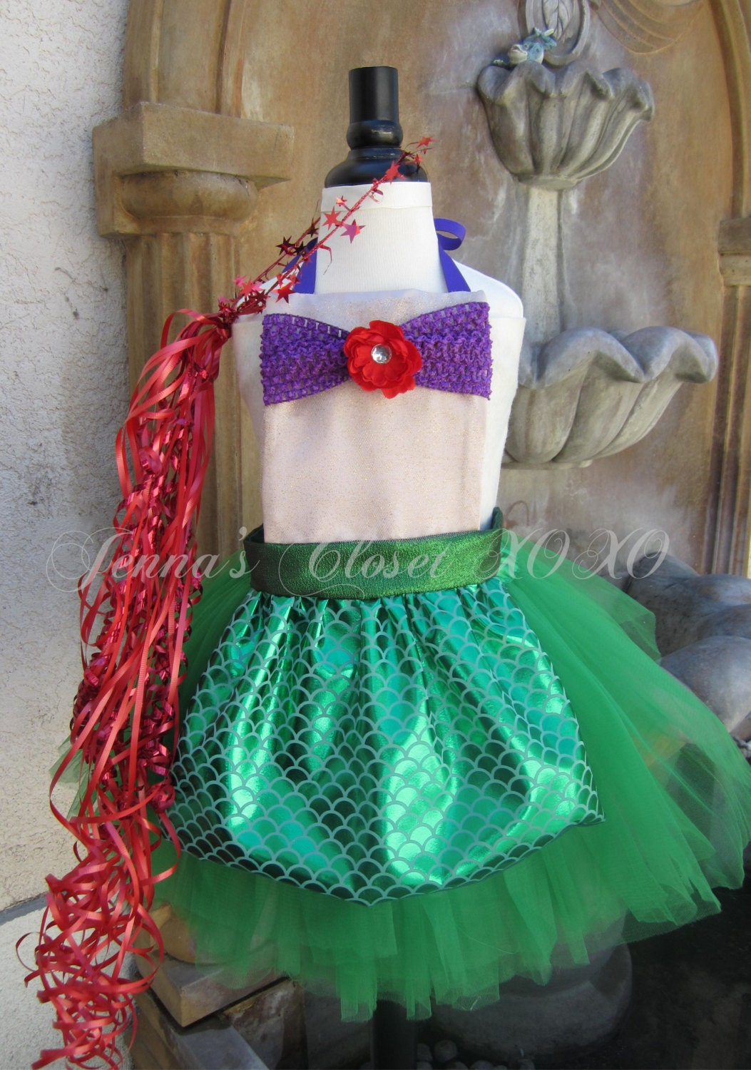 The little Mermaid Ariel inspired Dress Up Costume Apron, Full Apron and Tutu....Made to Order