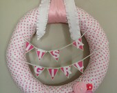 It's A Girl pink polka dots Wreath for hospital door, nursery decor, or baby shower