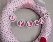 Pink Polka Dot Baby Girl  wreath w/ felt flowers for hospital door, nursery decor, or baby shower