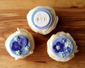 12 little fondant cake toppers/perfect for a wedding or engagement party -custom color and name- Il_170x135
