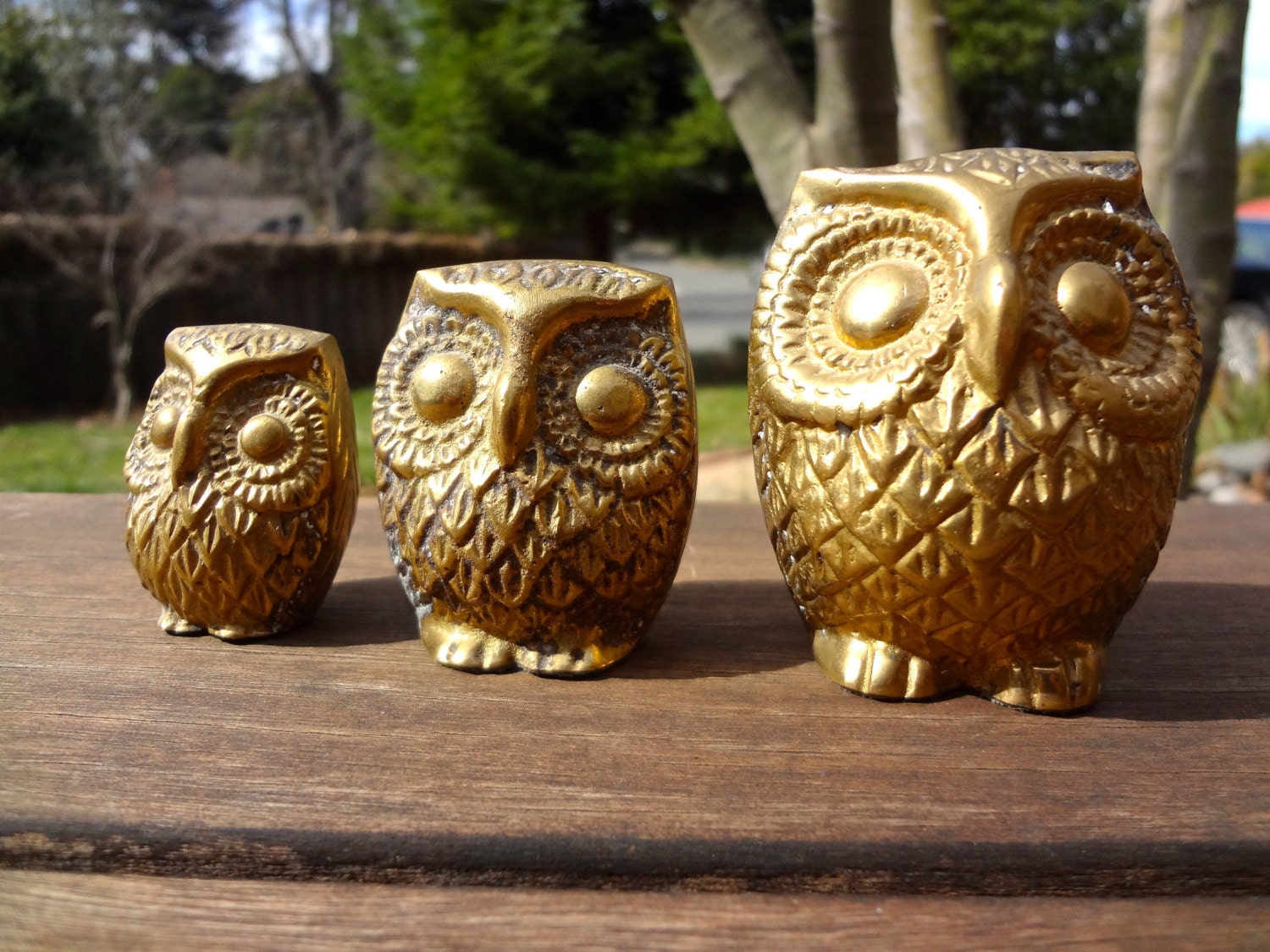 Owl statue/ brass/ family/ paperweight