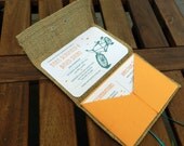 RUSTIC BURLAP  Wedding Invitation--Trifold--Handmade - DEPOSIT