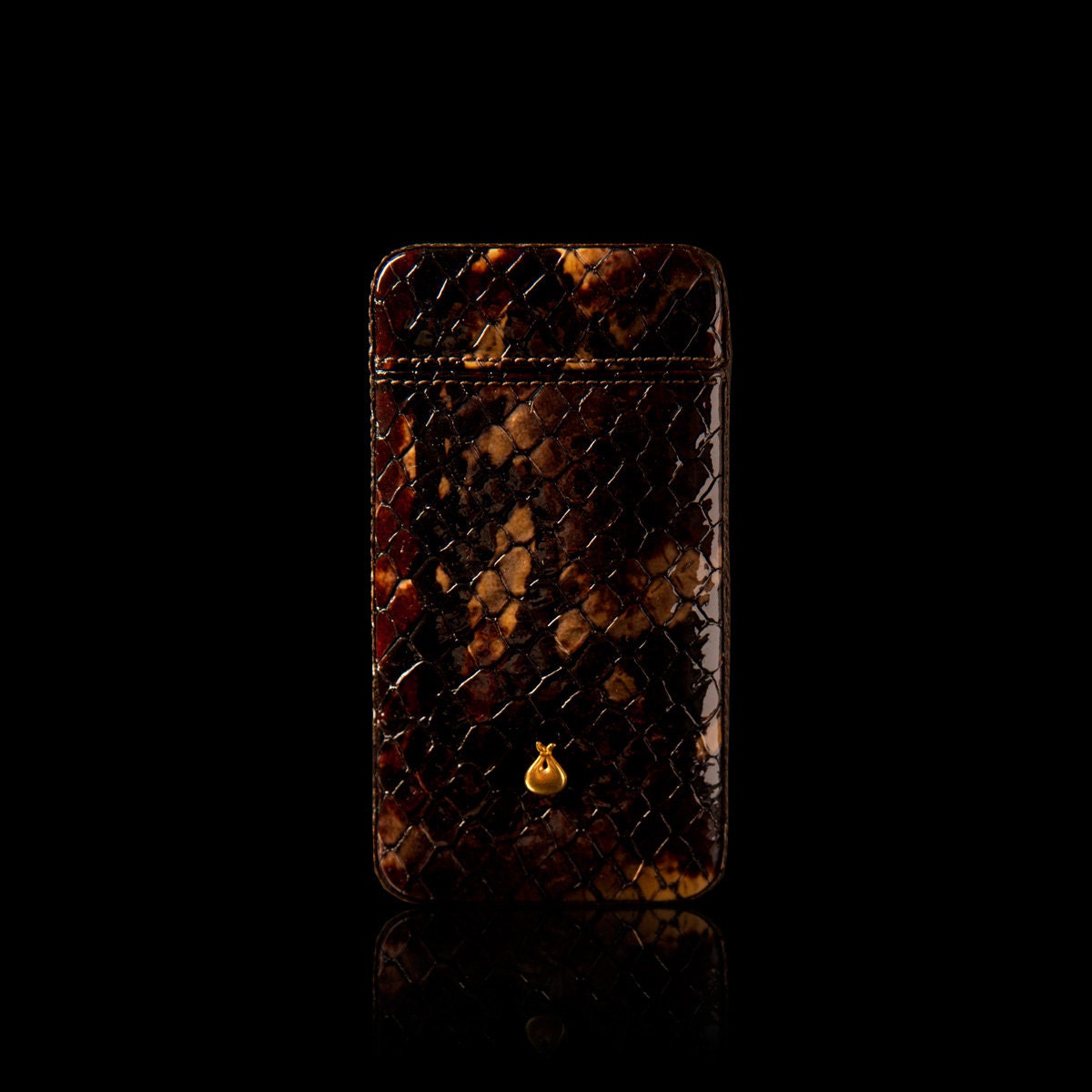 SYYAH Designer Hand Crafted Genuine Leather iphone Case - Dumas Phyton Gold Brown
