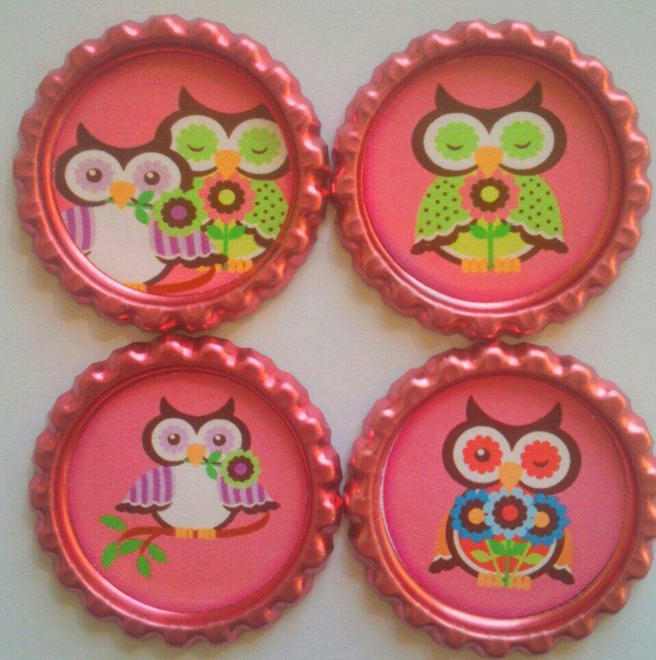Owl Magnets owl party favors cute owls Set of Four