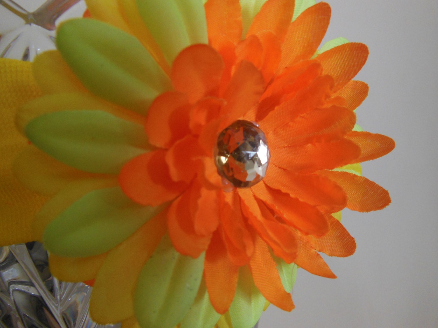 Baby Girl Headbands - Baby  Toddler  Bow  - Yellow Orange   Flower  White Cleare  Crystal Stone - Newborn Headbands - Baby Bow Headband