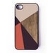 Iphone 4 Case / Iphone 4s Case - Coral Pink Brown Color Block with Wood Print iPhone cover - plastic or rubber - casual, gift idea