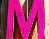 Wedding Decoration Wood Letter M Girls Room Home Decor Nursery Decor Shabby Chic Hot Pink
