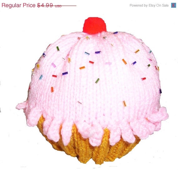 ON SALE Cupcake Hat PDF Knitting Pattern Boy Girl Unigender All Sizes Halloween Gift or New Baby Photo Prop