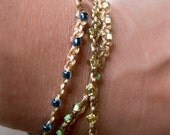 Hand Knotted Cobalt & Mint Wrap Bracelet  - Arm Candy - Beach Chic - Boho Chic - Friendship Bracelet - Waxed Linen - Spring, Summer Jewelry