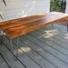 Modern Industrial Style Antique Pine Coffee Table with Raw Steel Hairpin Legs