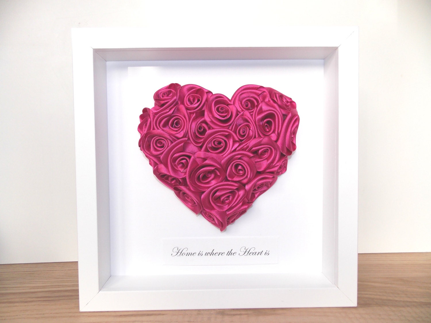 Pink Heart of Roses Framed 3D Picture Home / Wedding / Anniversary / Engagement / Valentines Gift
