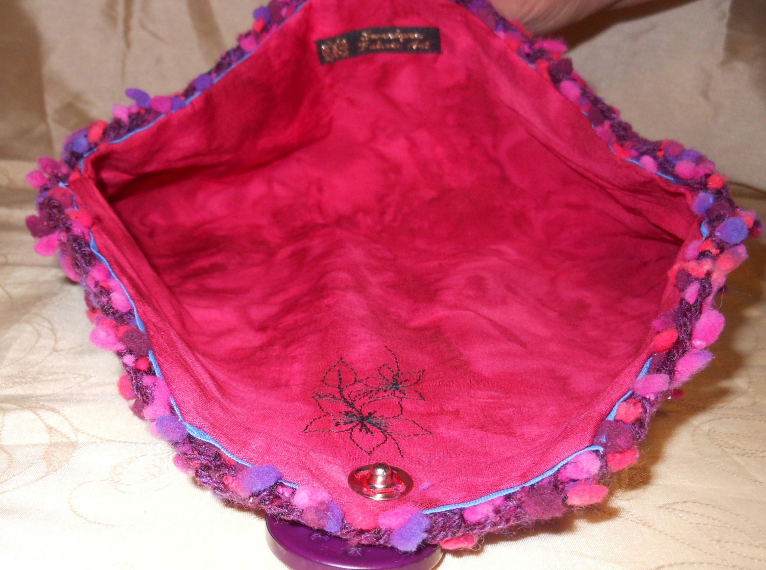 Clutch, Knitted Bag, Bags and purses, Clutch Purse, Pink and Purple, Knitted Purse, Crochet, Handmade.
