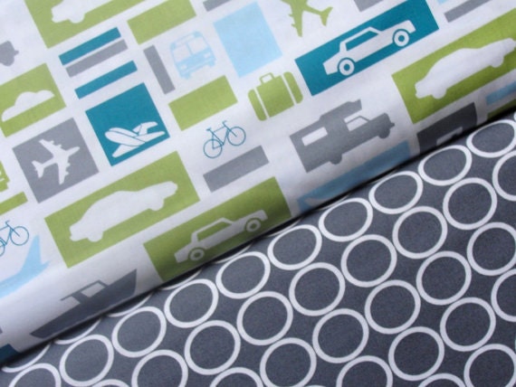 Carseat Cover In Robert Kauffman's Cars and Planes with a Rings in Pewter background