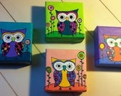 Original Painting  Owl Mini