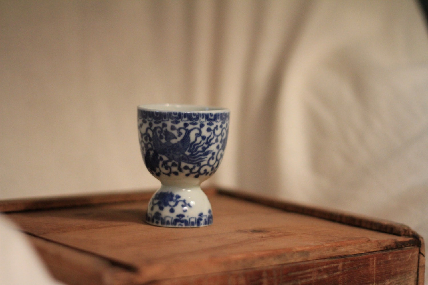 Vintage Blue and White Egg Cup made in Japan