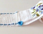 Cotton Hand Towel, Hand Crocheted Lace and frecco Edgings,Kitchen towel
