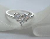 Platinum crystal rhinestone heart silver ring bridal bridesmaid engagement wedding chic love jewelry gift for her, ODS0127-65