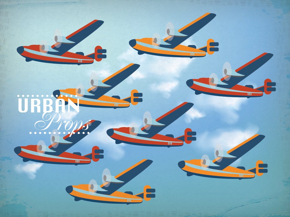 Aviator Flight Backdrop 4 Ft X 3 Ft Vinyl Backdrop for Baby Photography, Birthday Photo Vintage Plane
