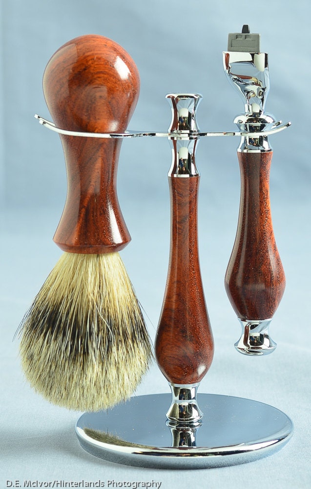 Amboyna Burl Shaving Set, 20 mm