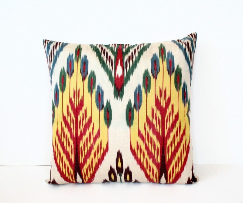 Traditional Silk Ikat Square Pillowcase