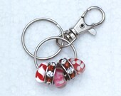 Lampwork glass bead key ring plus spacer charms - Handmade European style pandora murano troll biagi jewelry