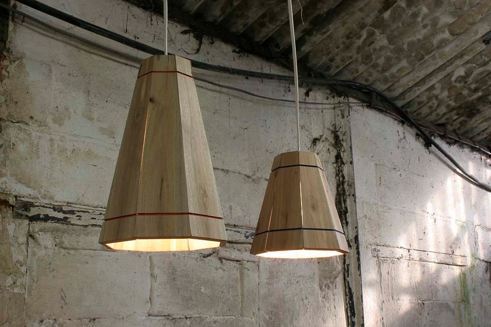Pendant Lamp Shade Handmade in Recycled Pallet Wood, Medium