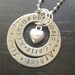 Personalized stamped double-washer pendant. Its a stunning gift for all occasions - birthday, baby shower, anniversary.