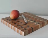 End Grain Cutting Board Butcherblock Handmade from Reclaimed Walnut, Cherry, and Maple Woods
