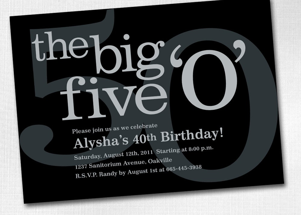 Items similar to The Big Five-O 50th Birthday Invitation ...