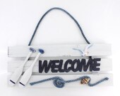 Handmade Home Decor Marine Style/Mediterranean Wood Door/Garden WELCOME Sign