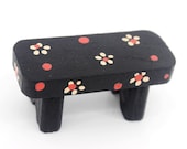 Handmade Woodworking,Wood Carving,Hand Painted Stool,Home Decor,Wood Miniature,Doll House