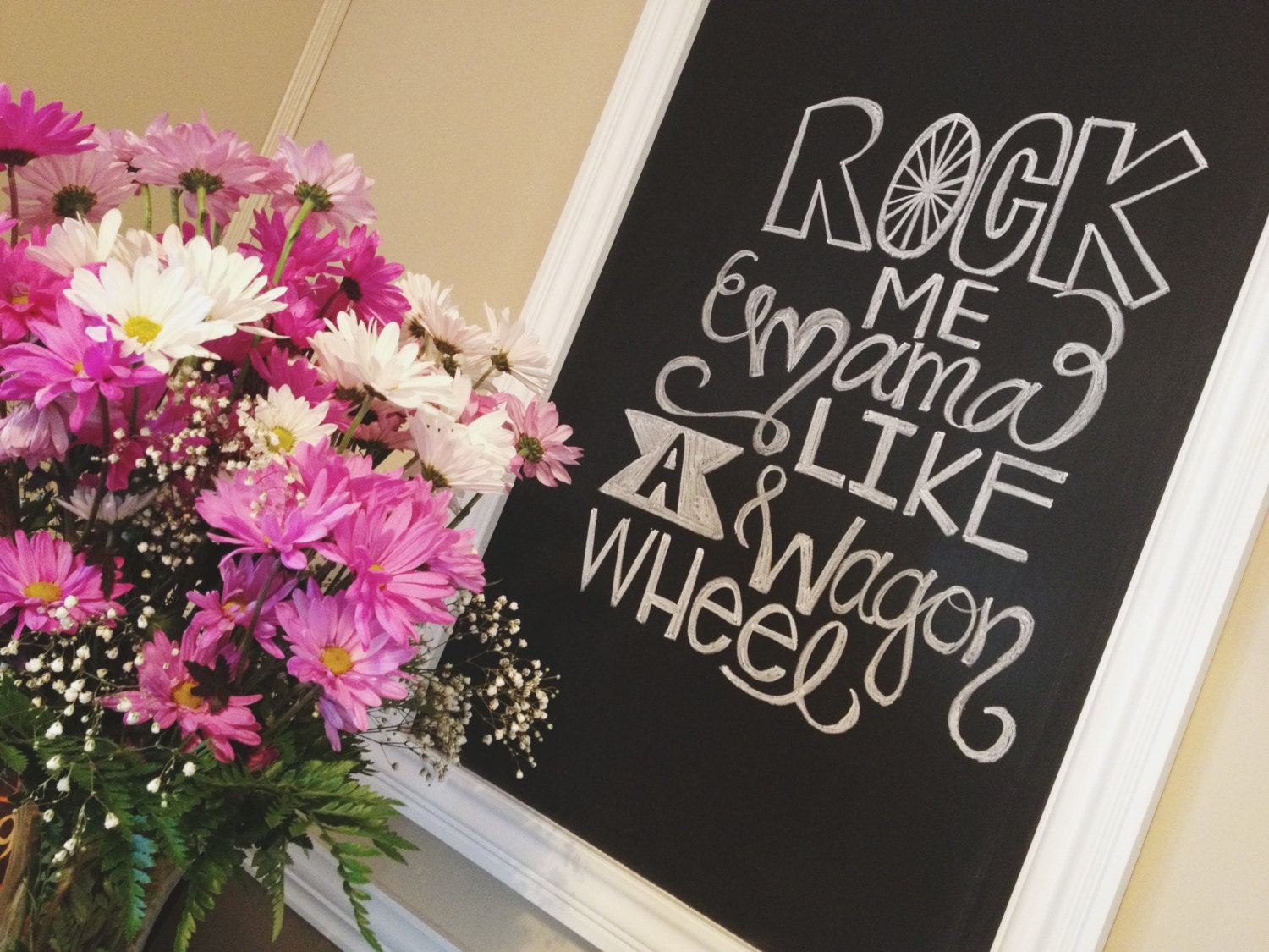 8x10 Digital File - Chalkboard Print - Wagon Wheel