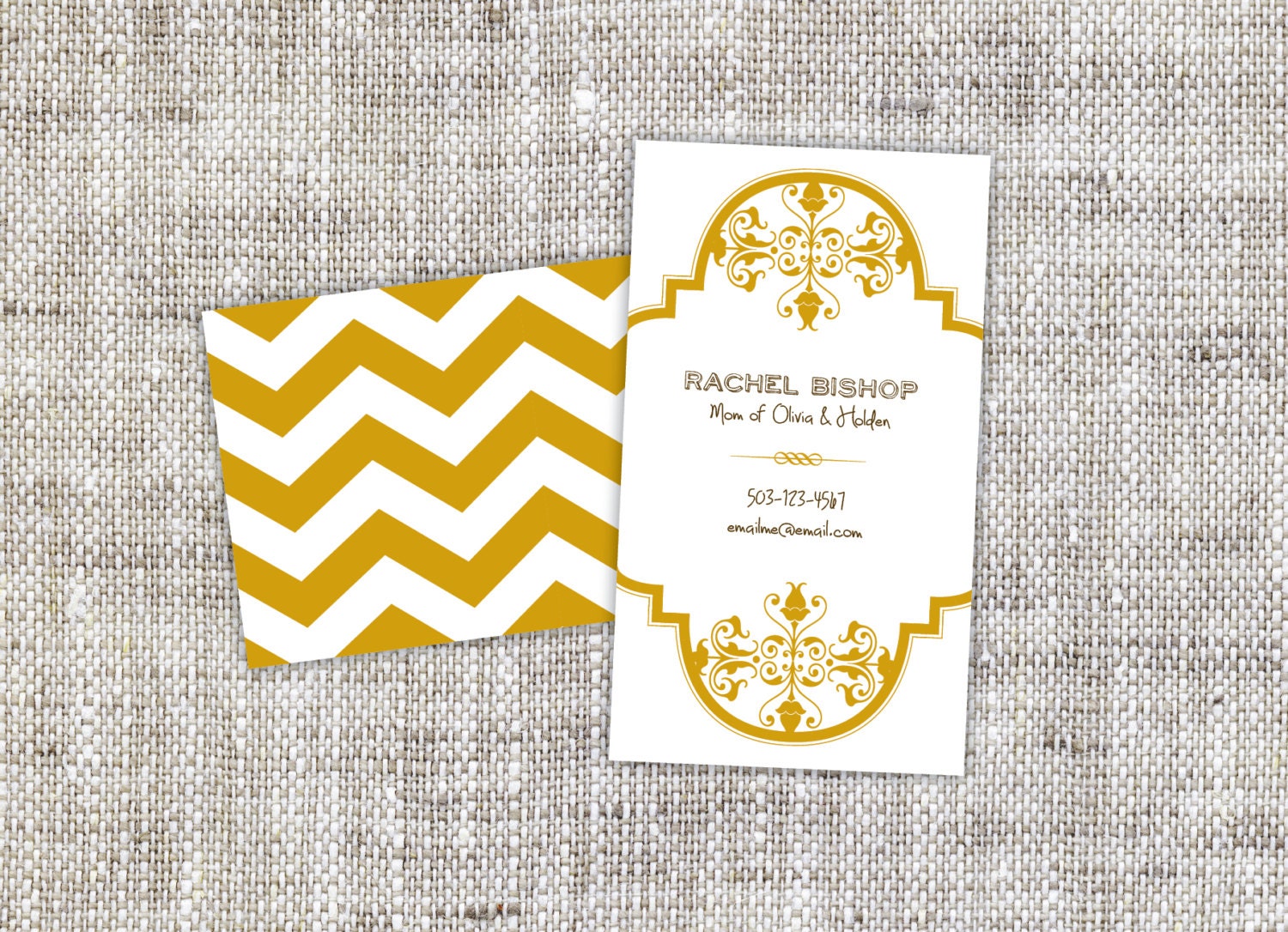 Gold Chevron PRINTABLE Personalized Calling or Business Cards