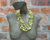 African Beaded Necklace, Ethnic, Handmade, Chunky, Recycled Glass Beads, Aged Metallized Beads