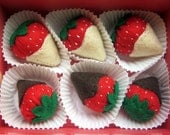Felt food set - Strawberries and chocolate gift box set of 6
