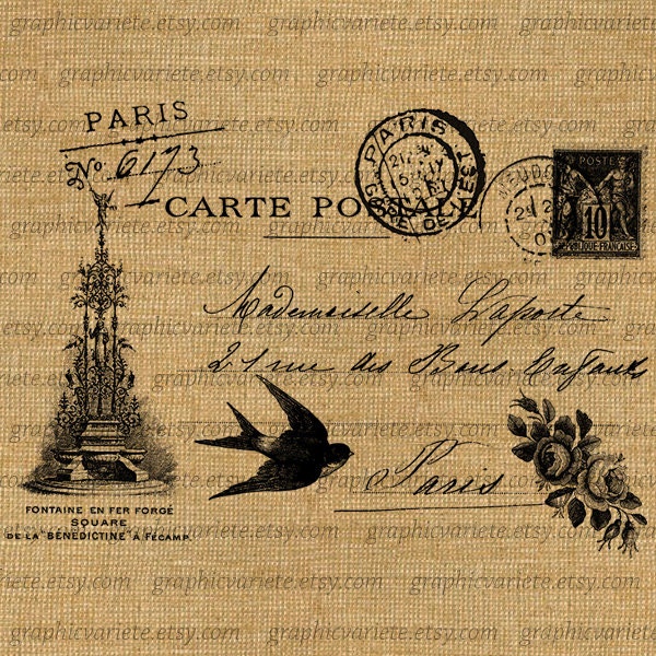 items-similar-to-french-postcard-handwriting-paris-stamp-postmark