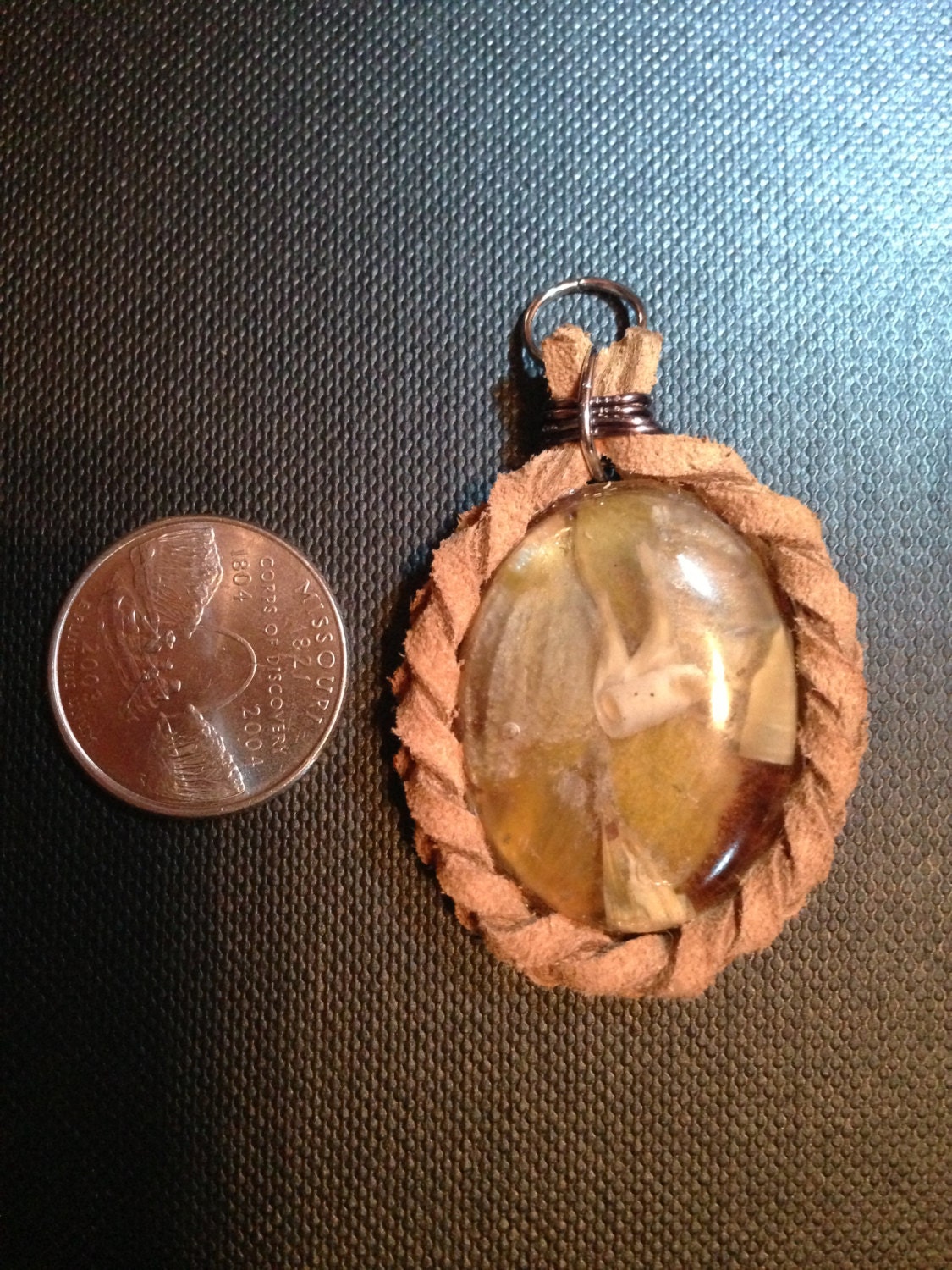 One of a kind orchid and hibiscus flower petal pendant