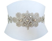 CAMERON - Exquisite Floral Crystal Rhinestone Sash, Rhinestone Wedding Sash, Bridal Belts, Bridal Beaded Sash