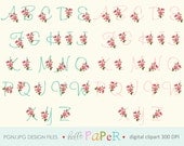 Roses chic Alphabet - digital clipart - set of 2 sheet - for photography, personal use and small business project